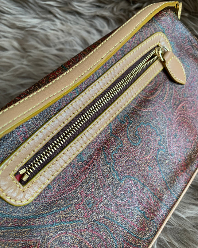 Etro Multicolor Paisley Coated Canvas and Leather Flap Crossbody Bag