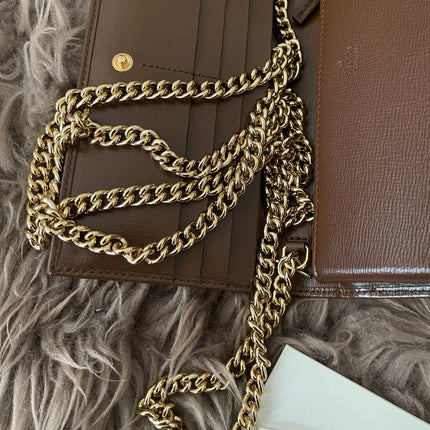 Preloved Authentic Gucci Horsebit 1955 Wallet with Chain in GG Supreme canvas