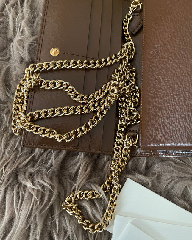Preloved Authentic Gucci Horsebit 1955 Wallet with Chain in GG Supreme canvas