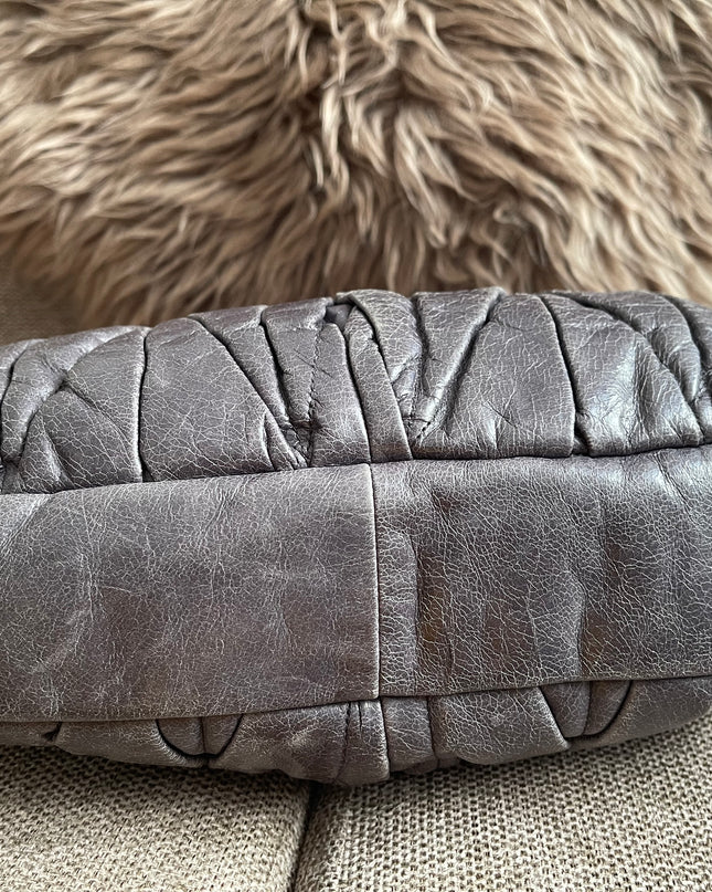 Preloved Authentic Miu Miu Coffer Bag – Slate Blue Distressed Leather