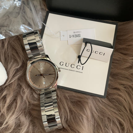 GUCCI Quartz watch/Analog/Stainless steel/BEG/SLV/SS/126.4