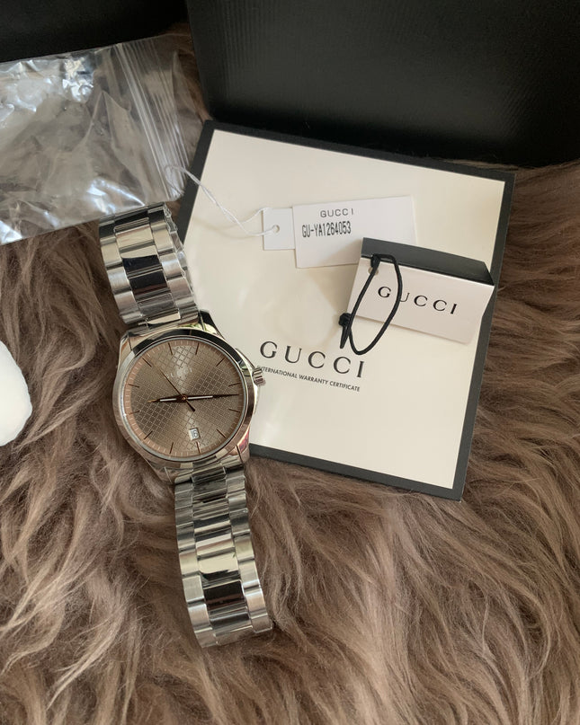 GUCCI Quartz watch/Analog/Stainless steel/BEG/SLV/SS/126.4