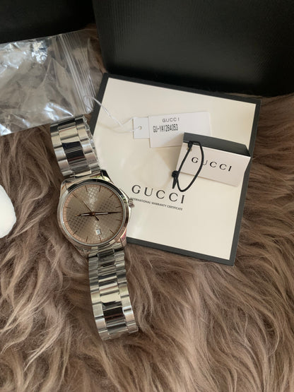 GUCCI Quartz watch/Analog/Stainless steel/BEG/SLV/SS/126.4