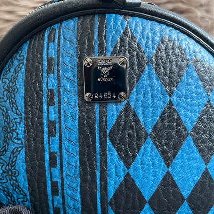 Preloved Authentic MCM Stark Backpack in Blue Black Visetos