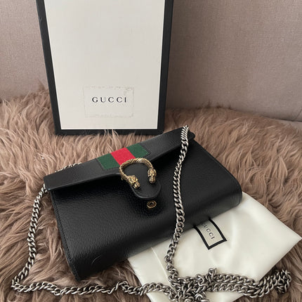 Preloved Authentic Gucci Dionysus Web Chain Wallet Leather Small crossbody bag