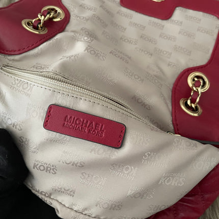Preloved Authentic Michael Kors Red Vivianne Quilted Leather Shoulder Flap Bag