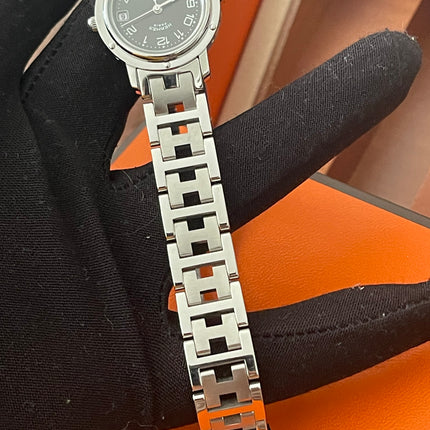 PRELOVED AUTHENTIC HERMES STAINLESS STEEL CLIPPER WATCH 24MM/16.5CM