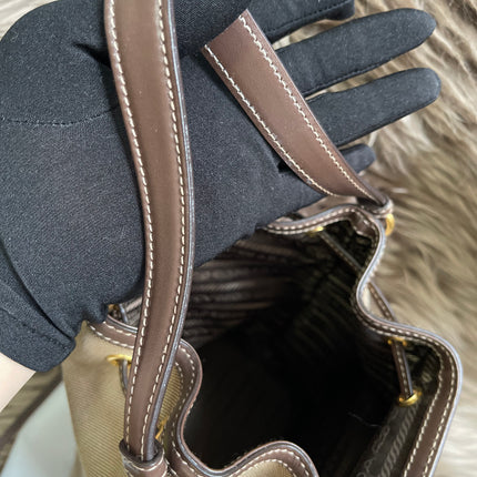 Preloved Prada  2021 Logo Jacquard Bucket Bag