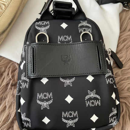 Preloved Authentic MCM Trey Mixed Media Triple-Pouch Convertible Sling