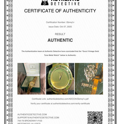 Preloved Authentic Gucci (Vintage) Gold tone metal watch