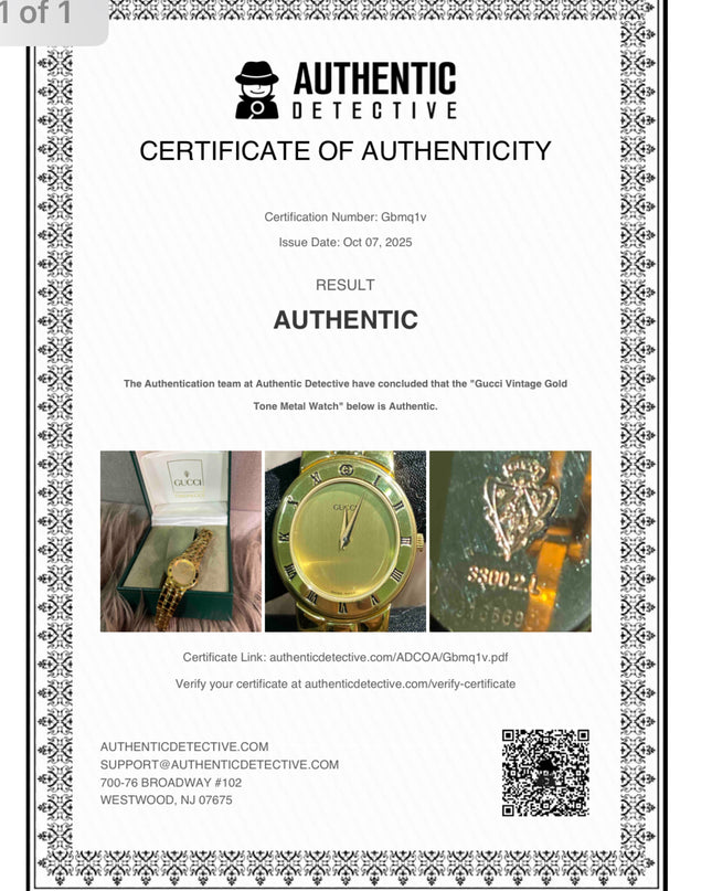 Preloved Authentic Gucci (Vintage) Gold tone metal watch