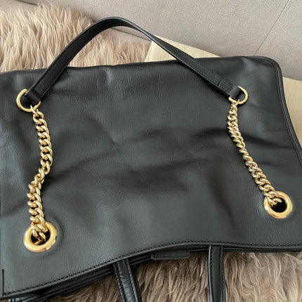Preloved Authentic Rank A Gucci Horsebit 1955 tote bag in black leather