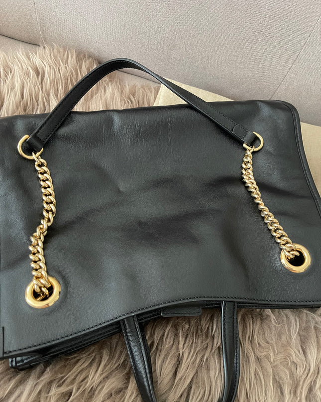 Preloved Authentic Rank A Gucci Horsebit 1955 tote bag in black leather