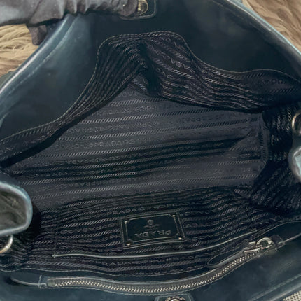 Preloved Authentic Prada Tessuto Nylon Tote Bag Black with Crossbody Strap