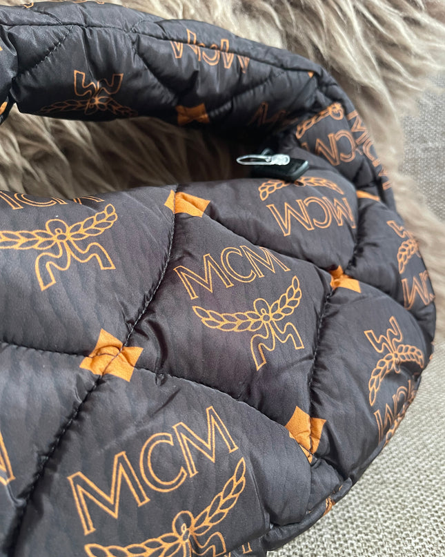 Preloved Authentic MCM Aren Hobo Bag Black Fabric