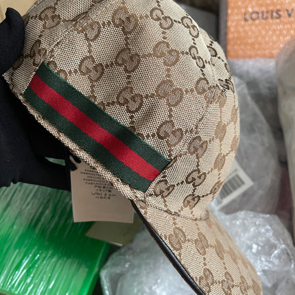 Preloved Gucci GG canvas baseball hat with Web
