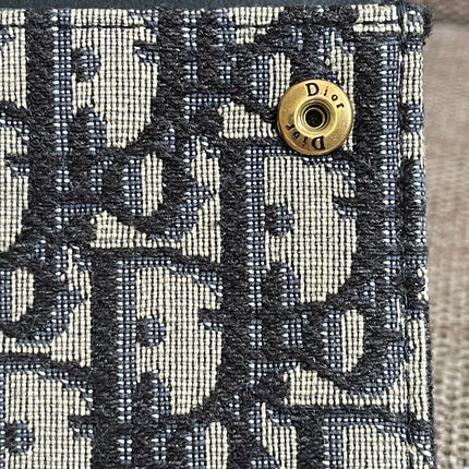 Preloved Authentic Dior Saddle Compact Wallet – Blue Oblique Jacquard