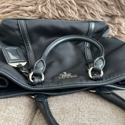 Preloved Authentic Prada Tessuto Nylon Tote Bag Black with Crossbody Strap