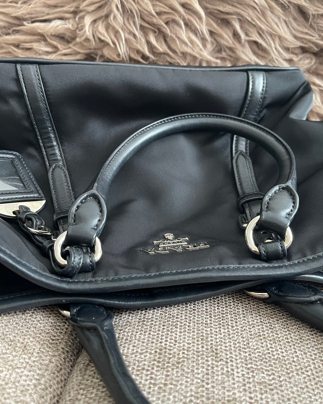 Preloved Authentic Prada Tessuto Nylon Tote Bag Black with Crossbody Strap