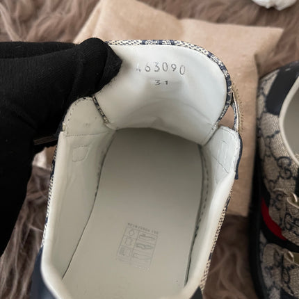 Preloved Authentic Gucci Kids Ace Sneakers (GG Supreme) sz 31