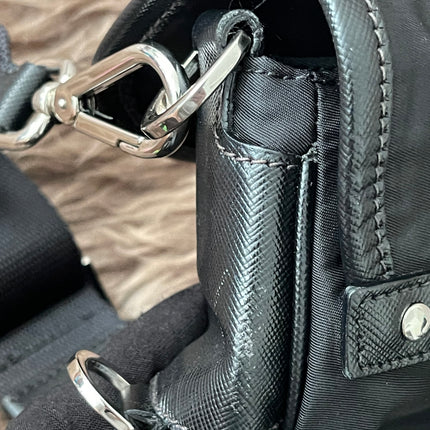 Preloved Authentic  Prada Tessuto Nylon and Saffiano Leather Messenger Bag