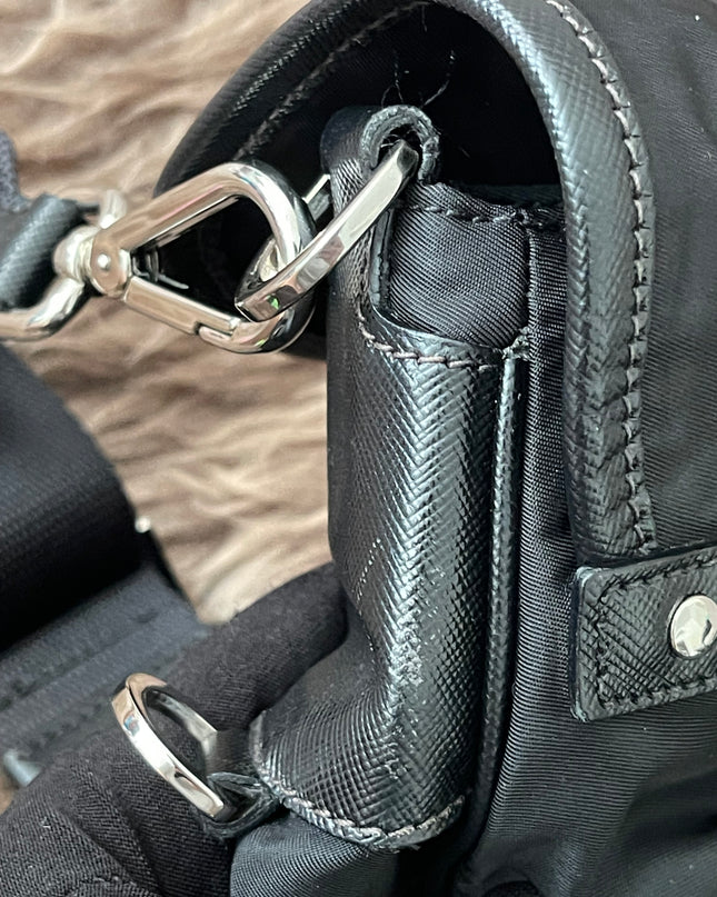 Preloved Authentic  Prada Tessuto Nylon and Saffiano Leather Messenger Bag