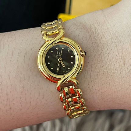 Preloved Authentic Fendi Mother of Pearl Gold Watch