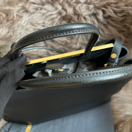 Preloved Fendi 2 Jours Bag Medium in Black w/initial