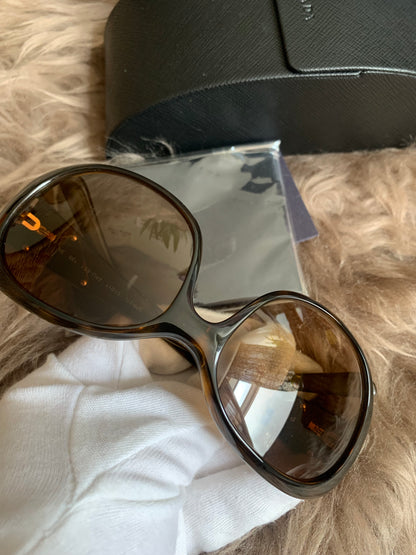 Prada Brown Oversized Oval Frame Sunglasses