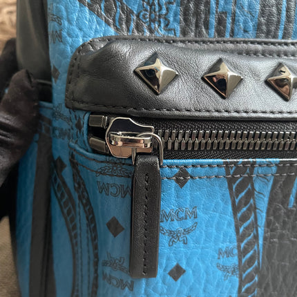 Preloved Authentic MCM Stark Backpack in Blue Black Visetos