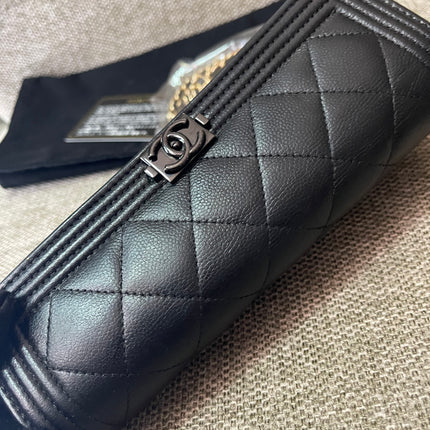 Preloved Authentic Chanel Boy Long Wallet with Chain Strap (WOC Style)