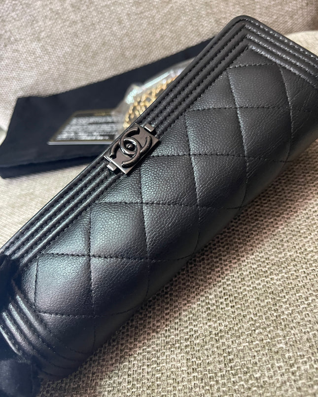 Preloved Authentic Chanel Boy Long Wallet with Chain Strap (WOC Style)