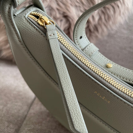 Preloved Authentic Polène Numéro Un Nano – Sage Green Textured Leather