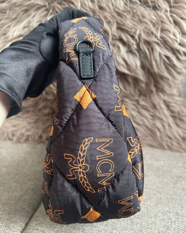 Preloved Authentic MCM Aren Hobo Bag Black Fabric