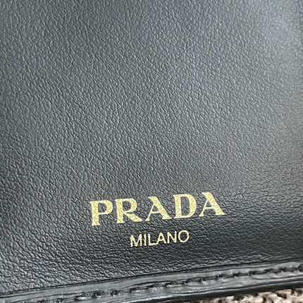 Preloved Authentic Prada Vitello Move Triangle Logo Trifold Wallet – Black