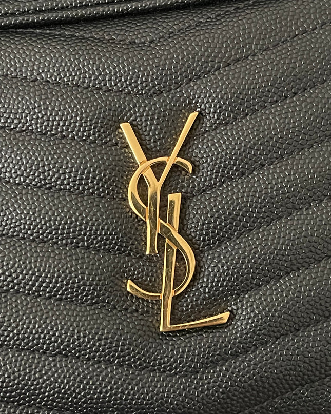 Preloved Authentic Saint Laurent Mini Lou Camera Bag in black quilted leather with gold-tone hardware