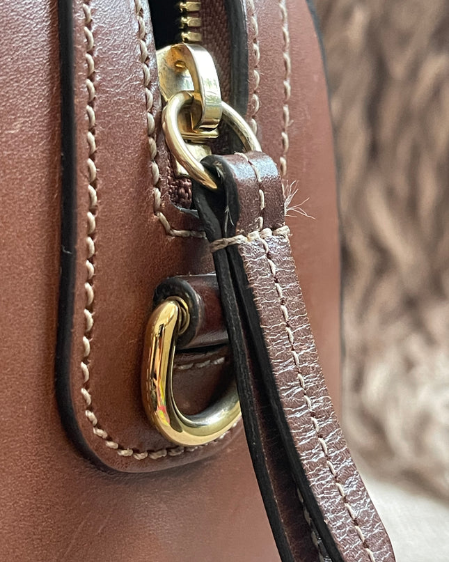 Peloved Authentic Gucci GG Supreme Duffle/Boston Mini – Tan Leather Trim with Strap