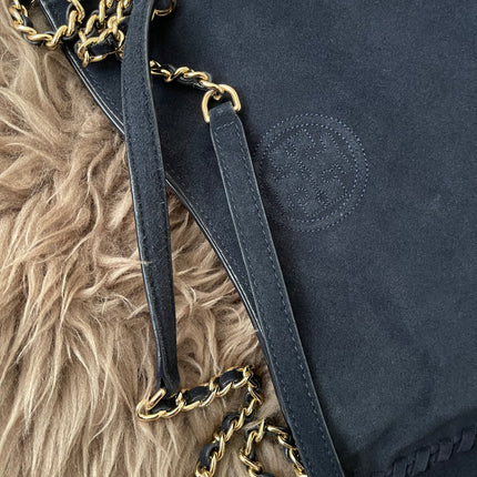 Authentic Preloved Tory Burch Marion Suede Tote