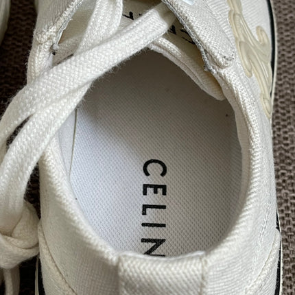 Preloved Authentic Celine Alan Sneaker with Triomphe in Canvas Off-White