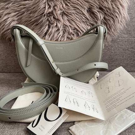 Preloved Authentic Polène Numéro Un Nano – Sage Green Textured Leather