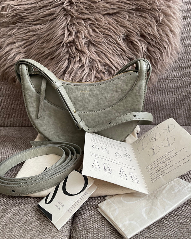 Preloved Authentic Polène Numéro Un Nano – Sage Green Textured Leather