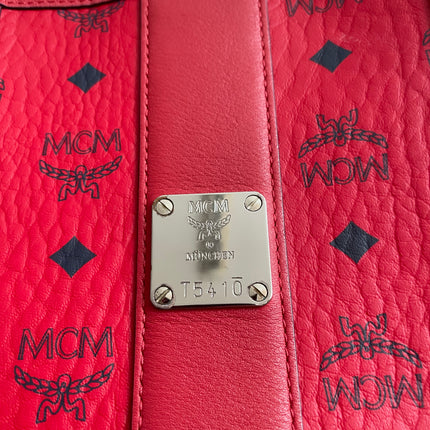 Preloved Authentic MCM Visetos Reversible Liz Shopper Tote – Ruby Red