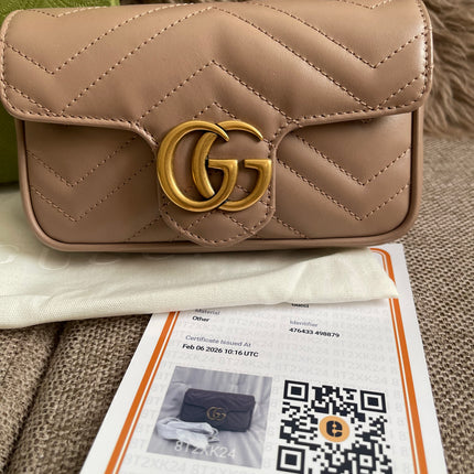 Preloved Authentic Gucci Mini GG Marmont Shoulder Bag in Matelassé Chevron Leather — Brand New