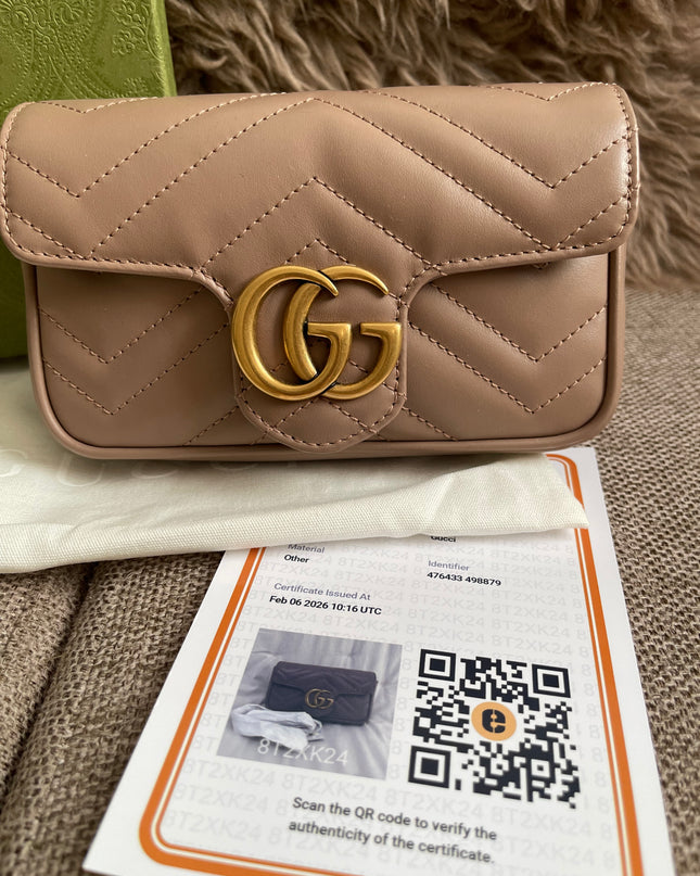 Preloved Authentic Gucci Mini GG Marmont Shoulder Bag in Matelassé Chevron Leather — Brand New