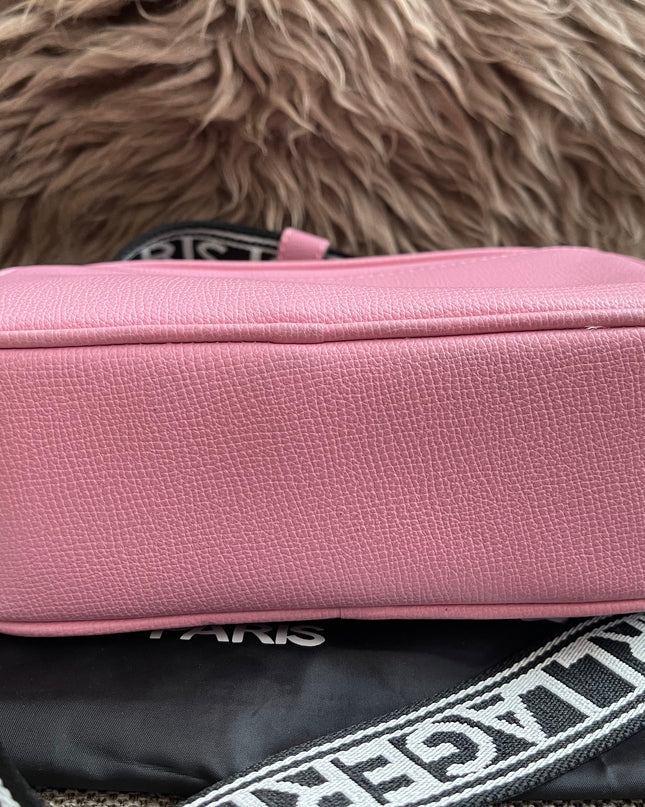 Peloved Authentic Karl Lagerfeld Paris Camera Bag – Pink Pebbled Leather, Logo Strap (Brand New)