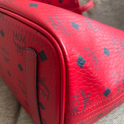 Preloved Authentic MCM Visetos Reversible Liz Shopper Tote – Ruby Red