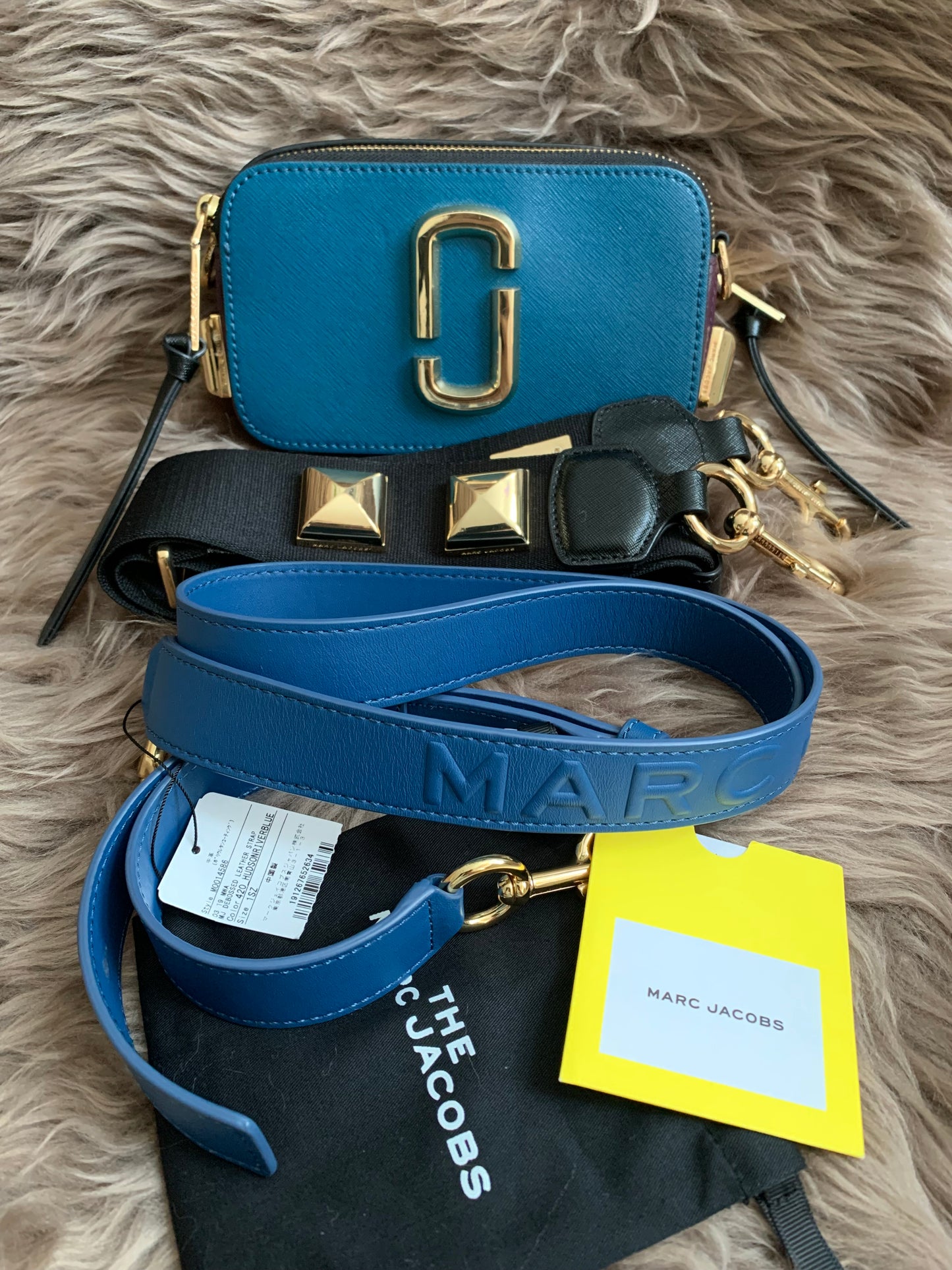 Marc Jacobs | Snapshot Studs Camera Bag In Multicolor Petrol Blue Polyurethane Coated Calfskin