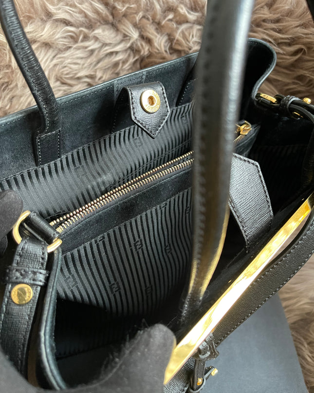 Preloved Fendi 2 Jours Bag Medium in Black w/initial