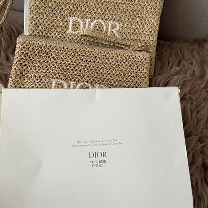 Preloved Authentic Dior Beauty Raffia Pouch