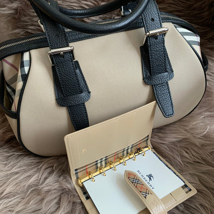 Burberry Brown Nova Check Leather Notebook Cover